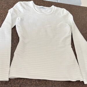 Hugo Boss Ladies White Ribbed Long Sleeve Top-XS
